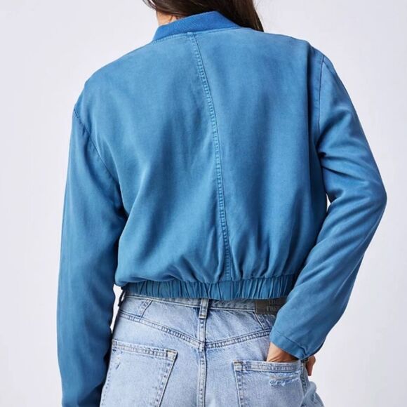 We The Free People Knockout Siren Bomber Jacket Blue - Picture 5 of 13